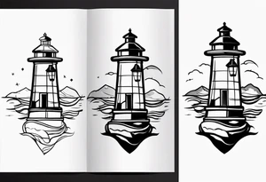 Farol no oceano desenho bem minimalista tattoo idea