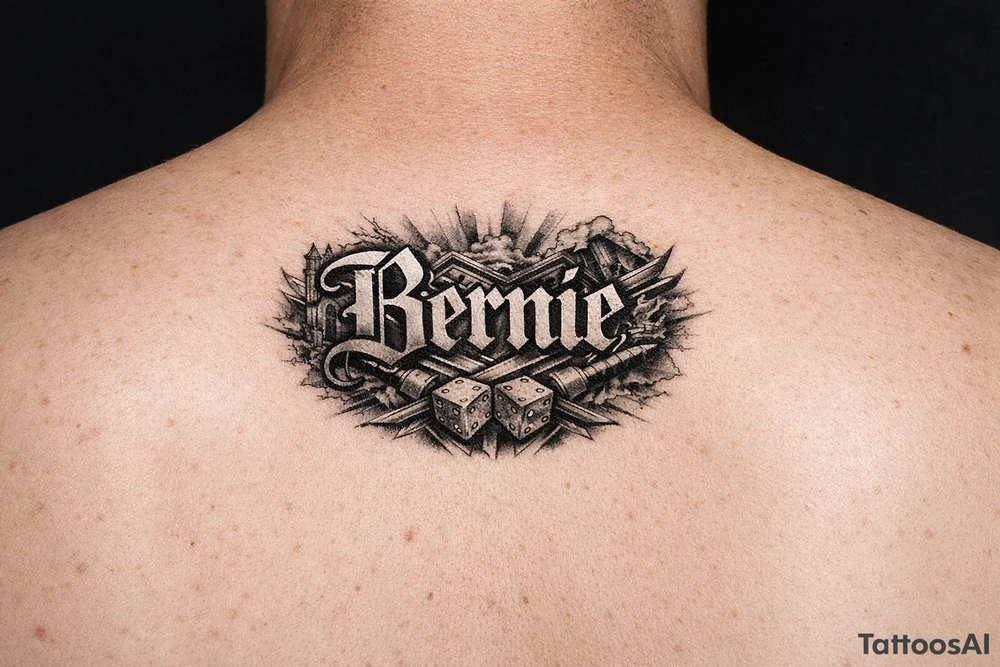 Name Bernie 
in front of neck tattoo idea