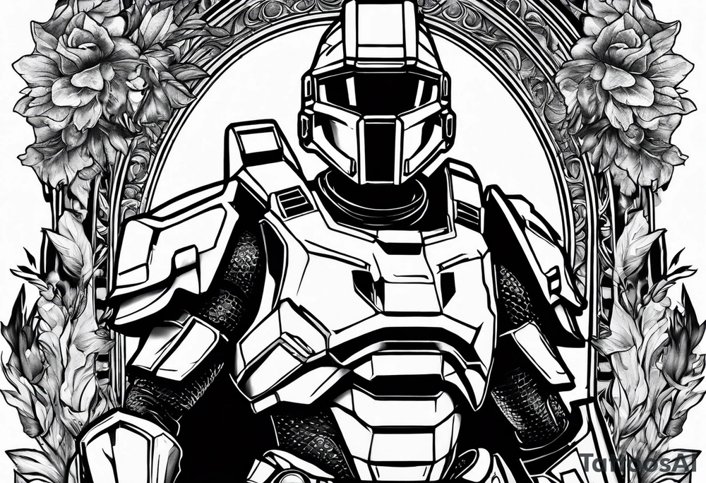 halo over an armored knight tattoo idea