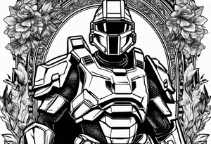 halo over an armored knight tattoo idea
