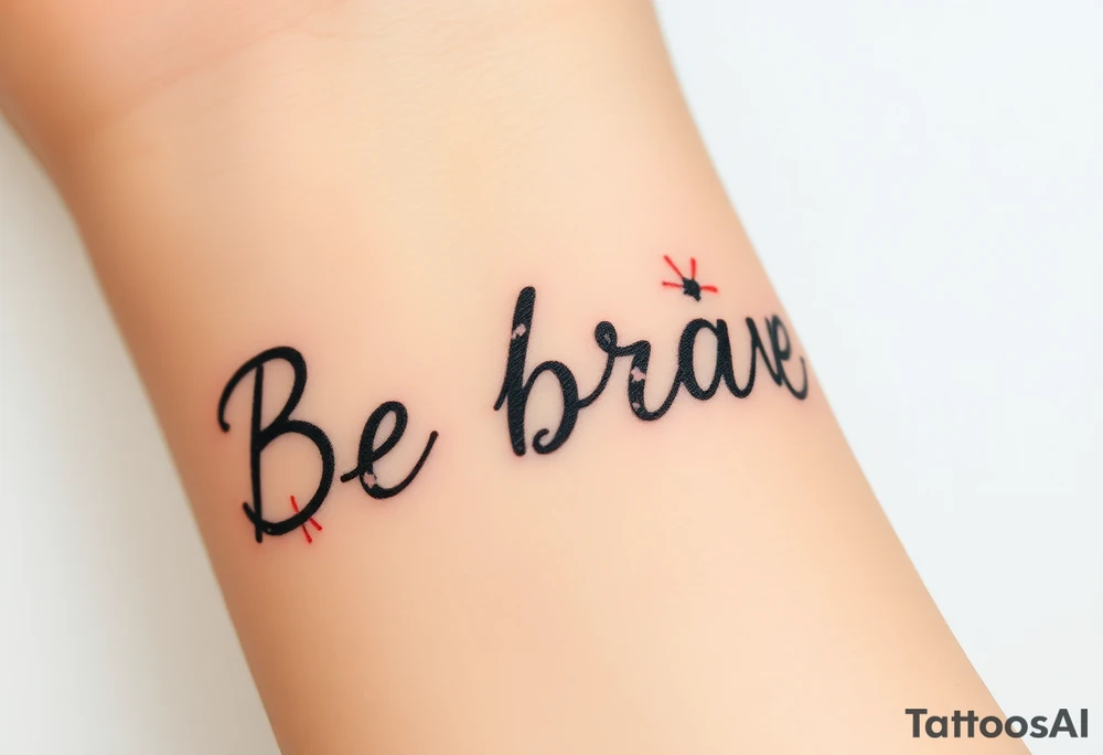 Be brave" written in Dauntless-inspired typography, with battle scars scratched into the letters tattoo idea