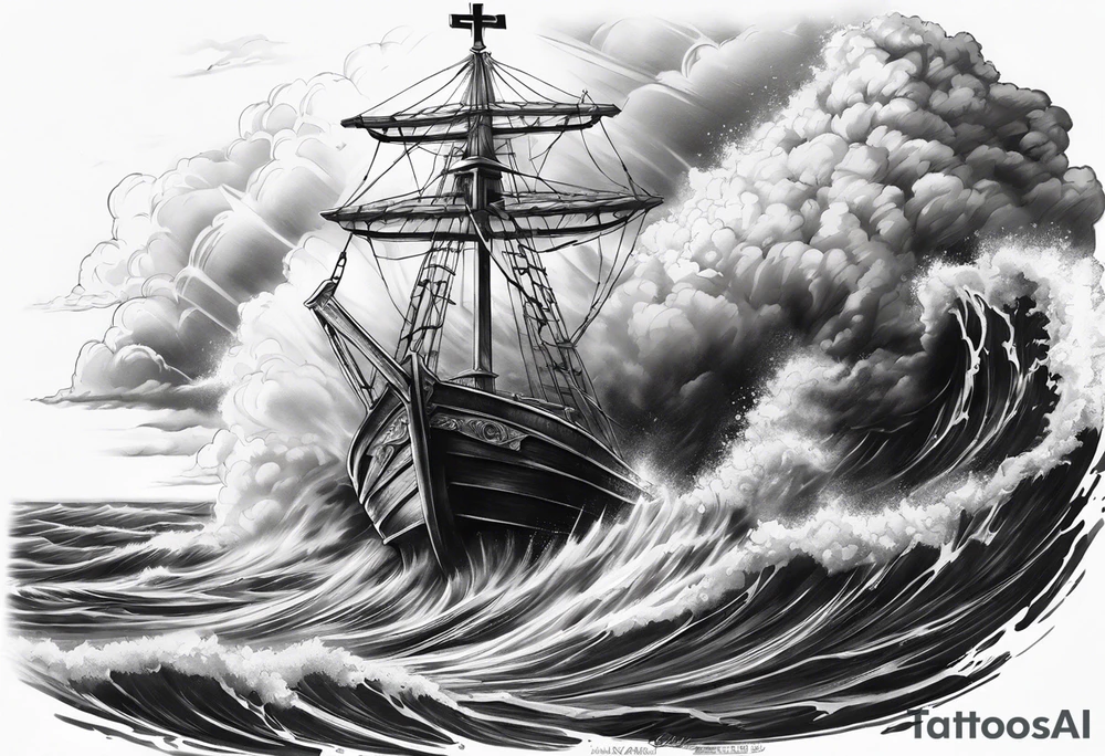 storm with a cross in it tattoo idea