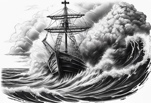 storm with a cross in it tattoo idea