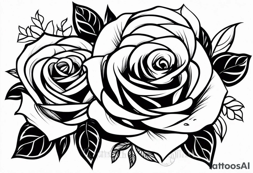 Roses with 2 names tattoo idea