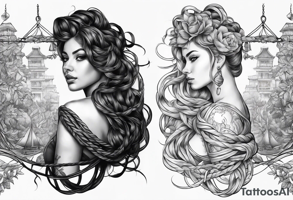 hanging rope shadow tattoo idea