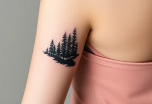 Fractured scene: dark, tangled forest on one side, open mountain range on the other. Split but connected tattoo idea