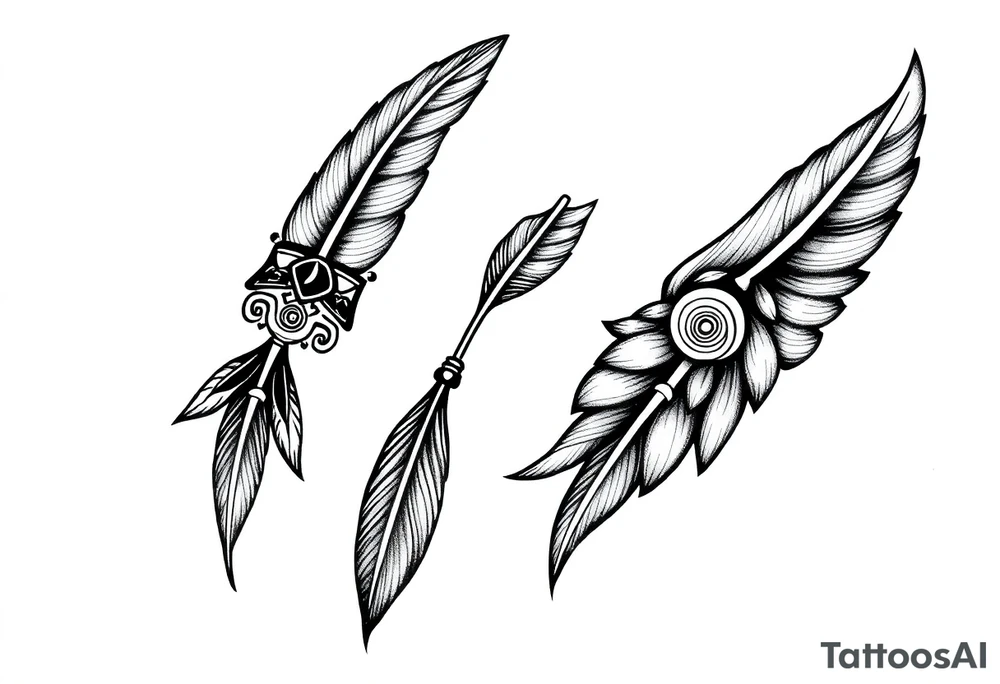 spiritual feathers ornamental indian shaman rune tattoo idea