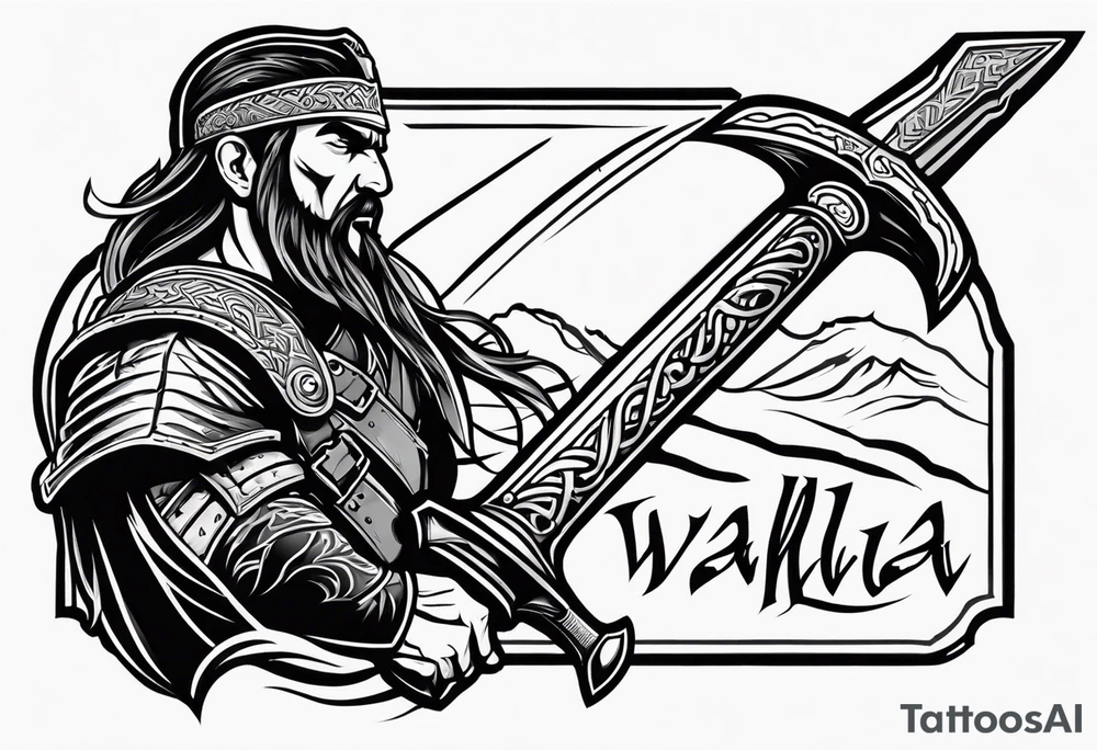 Valhalla  warrior soldier  Sword axe tattoo idea