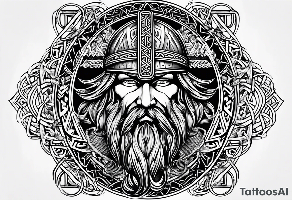 viking runes and knots head tattoo tattoo idea