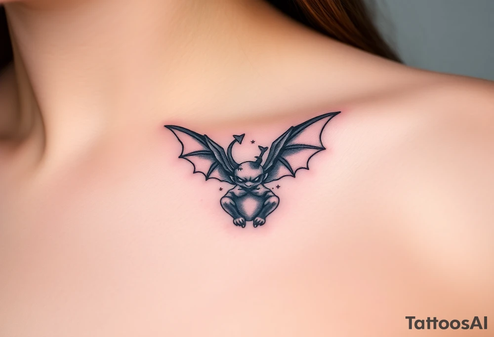 Tiny goblin with wings tattoo idea