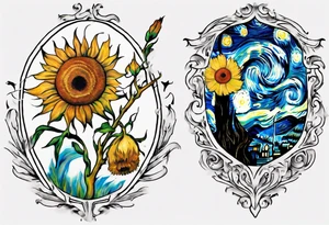 Create a colorful Vincent van Gogh's tattoo The intended placement is on the upper chest. The overall design should be small in size while maintaining a delicate and artistic aesthetic. tattoo idea