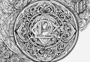 number 24 and 76 intertwined in a hidden image tattoo idea