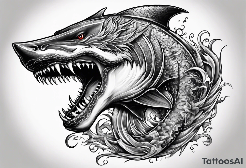 Shark dragon tattoo idea