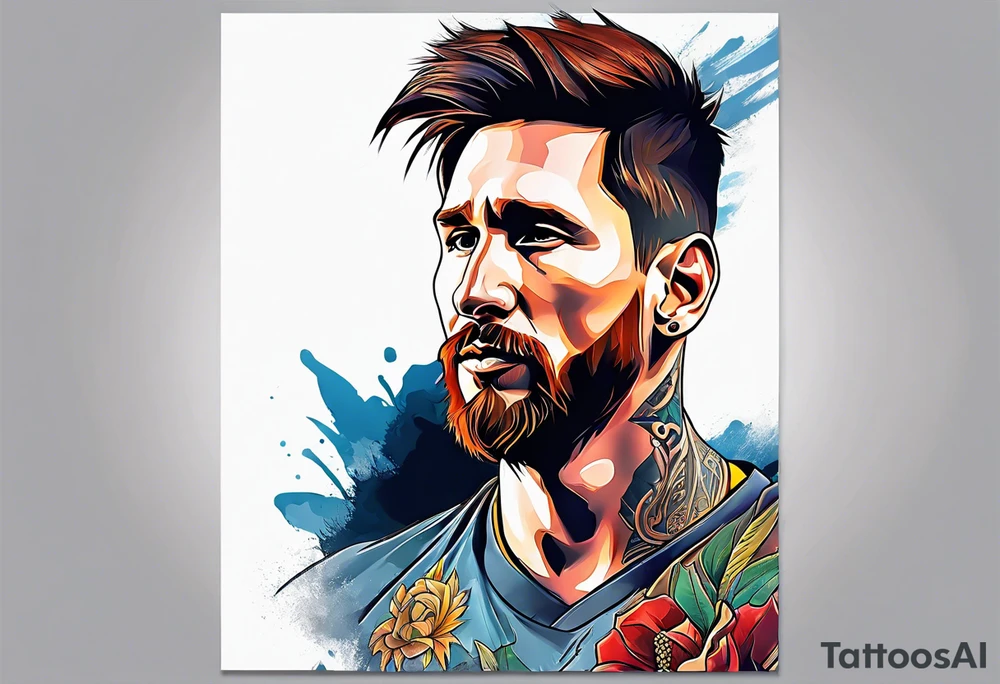messi smoking a joint tattoo idea