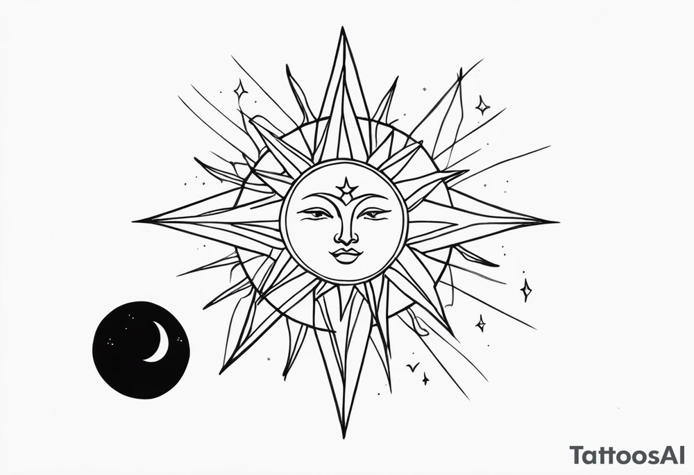 Sun and moon small tattoo idea