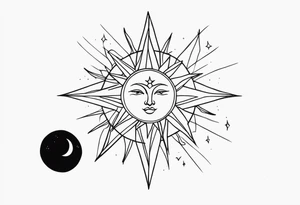 Sun and moon small tattoo idea