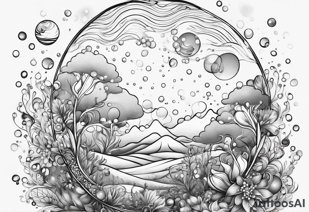 Draw me some magical really simple underwater bubbles and simple stars tattoo idea