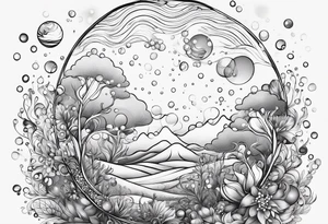 Draw me some magical really simple underwater bubbles and simple stars tattoo idea