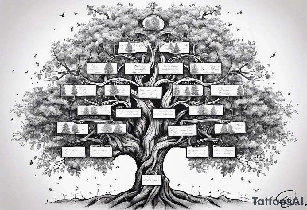 Family tree with names tattoo idea