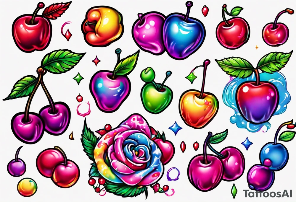 Lisa Frank cherry tattoo idea