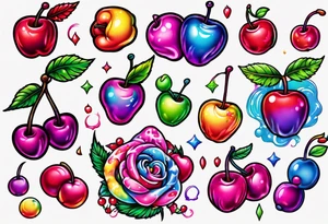 Lisa Frank cherry tattoo idea