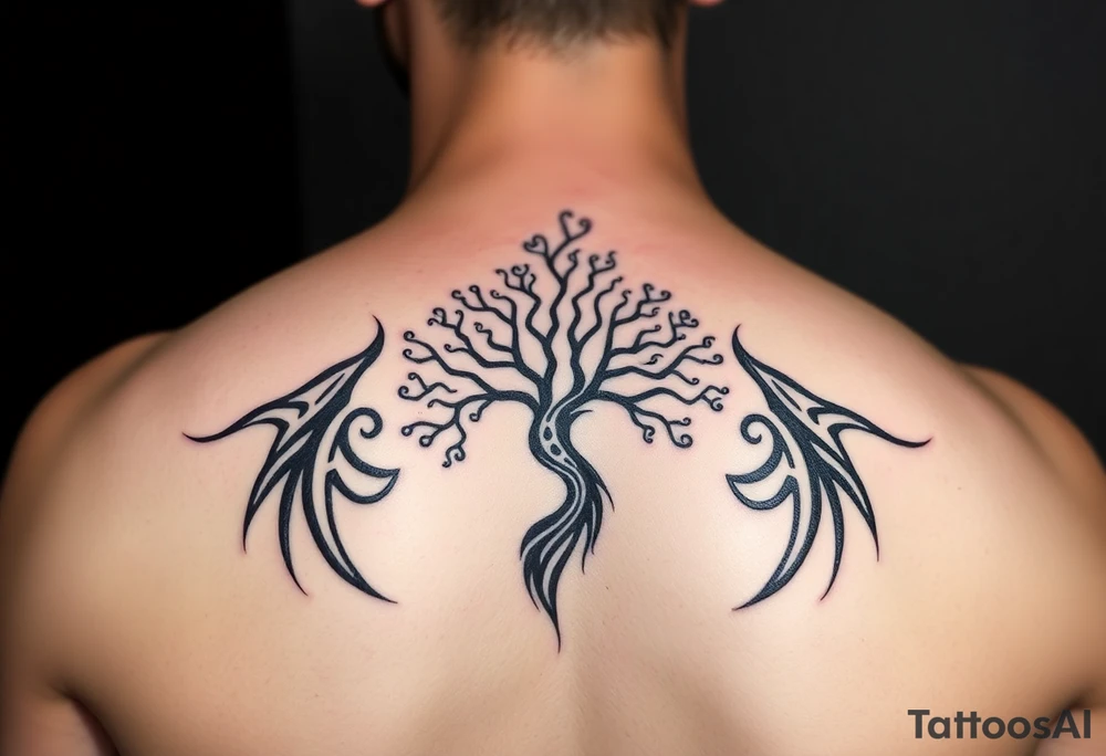 Tree moving in a spiral direction tattoo idea