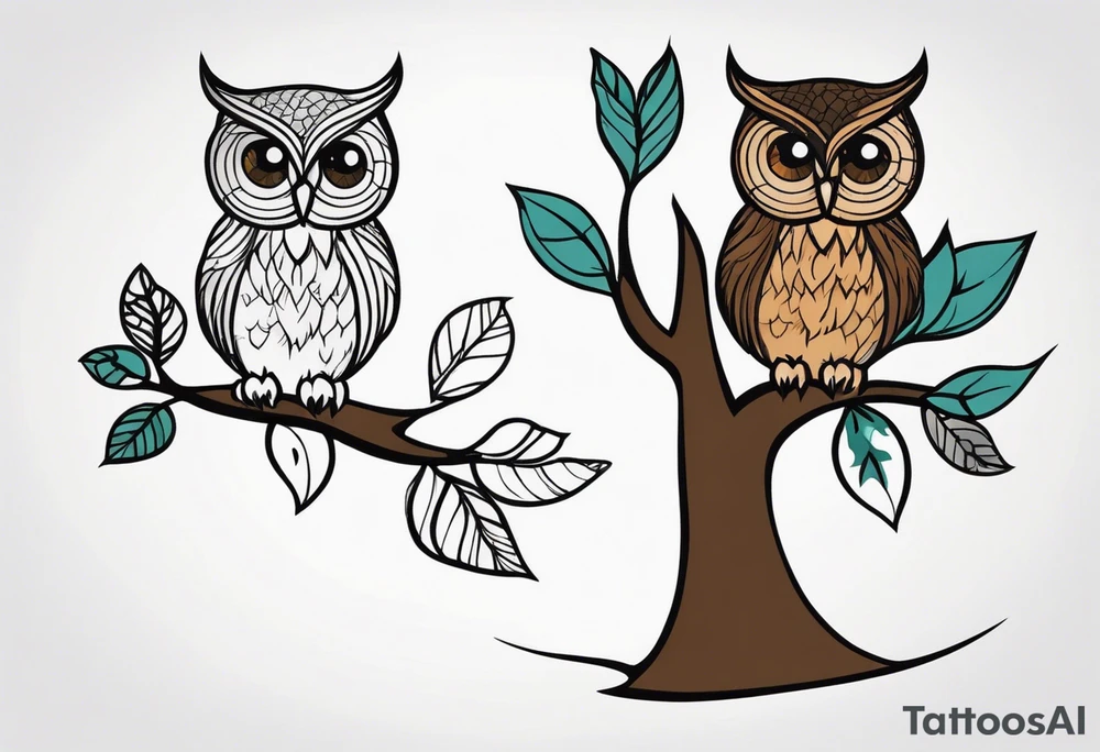 An owl stand in a tree tattoo idea