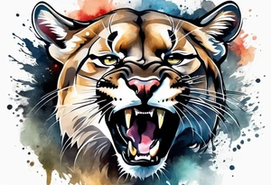 mountain lion growling or roaring tattoo idea