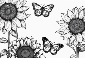 sunflowers with butterflies tattoo idea