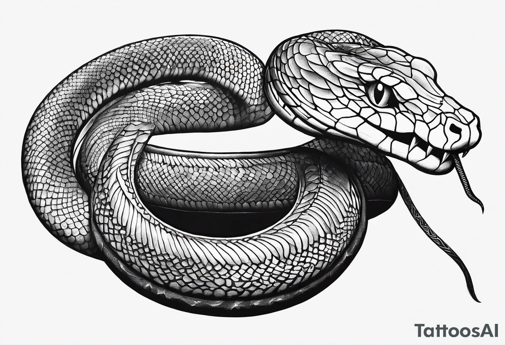 A snake that has text along its' body saying something about conquering fear tattoo idea