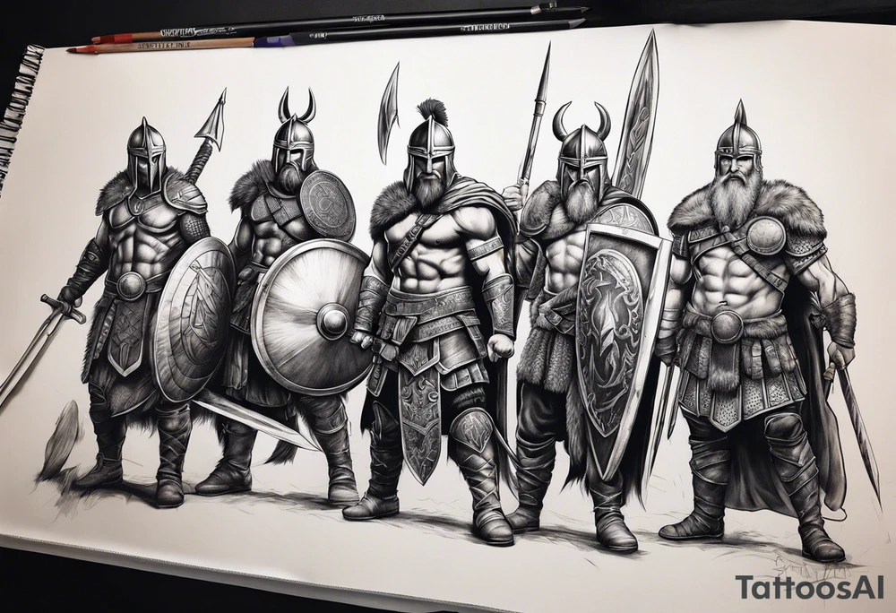 Spartan Warriors & Vikings for back tattoo idea