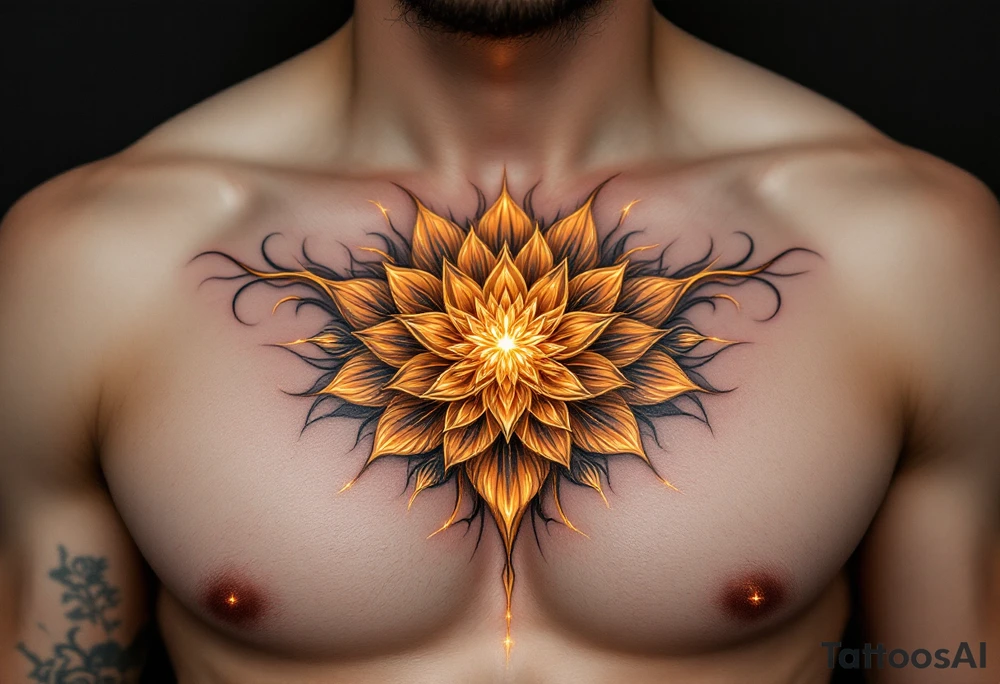 Flower, luminous gold tattoo idea