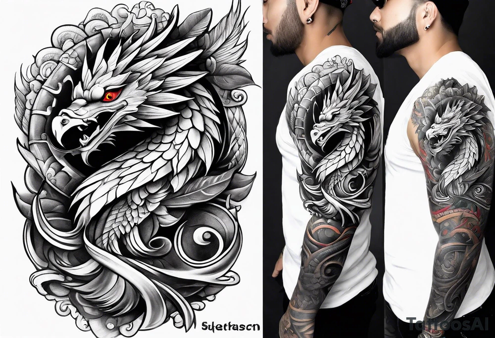 quetzalcoatl sleeve tattoo idea