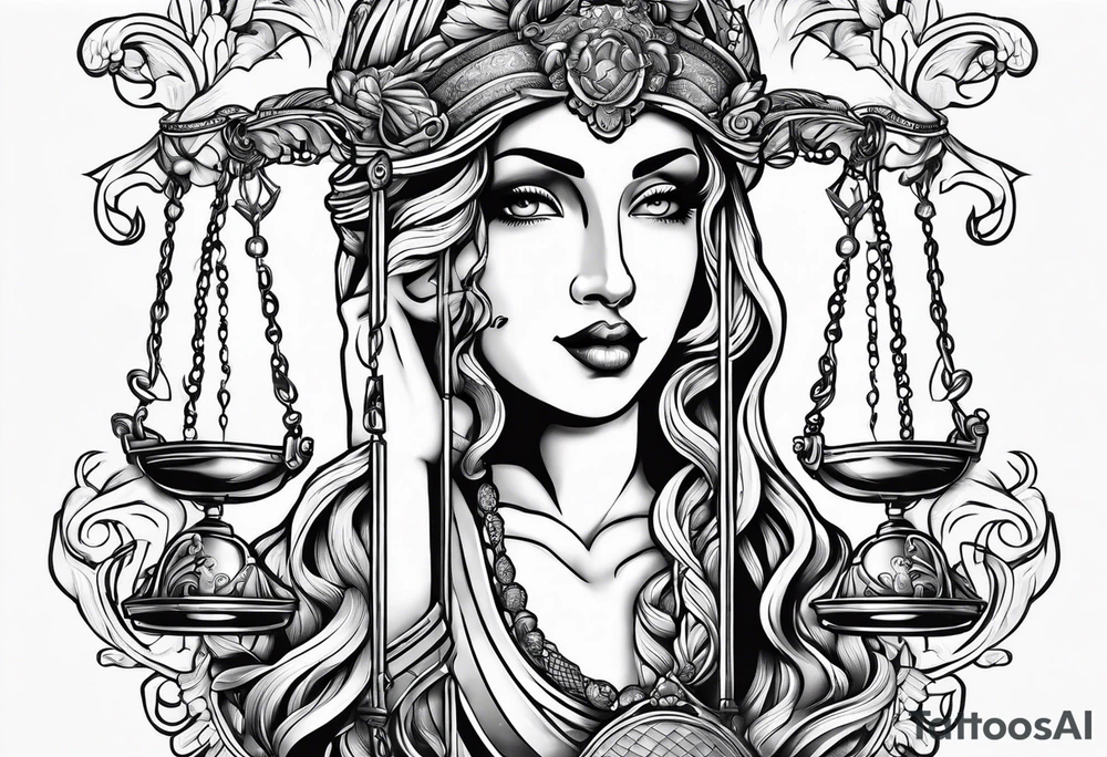 Themis with scales in hands tattoo idea