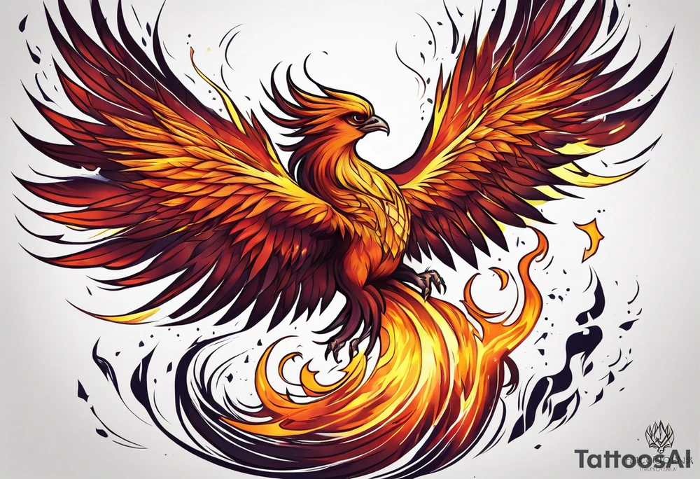 Phoenix rising from the ashes tattoo idea