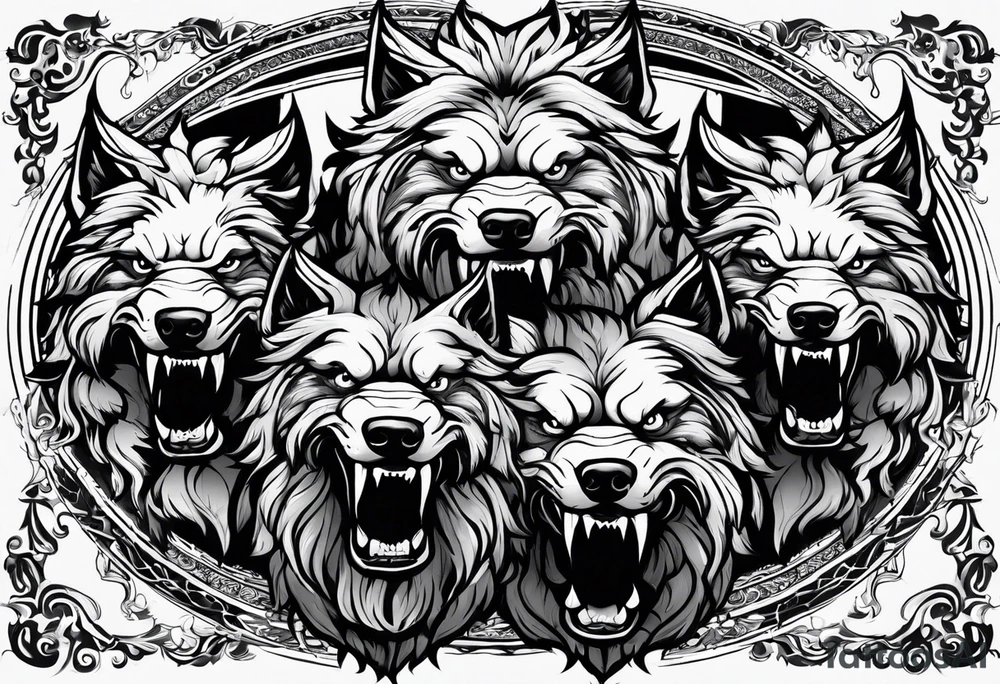 angry Cerberus tattoo idea