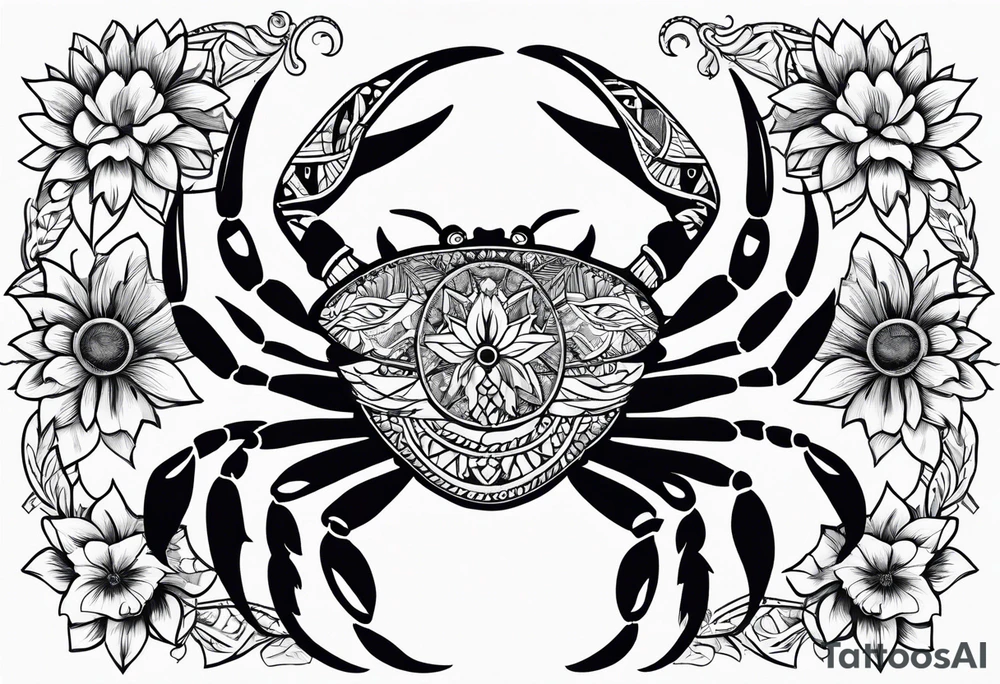 Native american,crab, flowers, dream catcher, tattoo idea