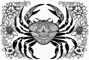 Native american,crab, flowers, dream catcher, tattoo idea