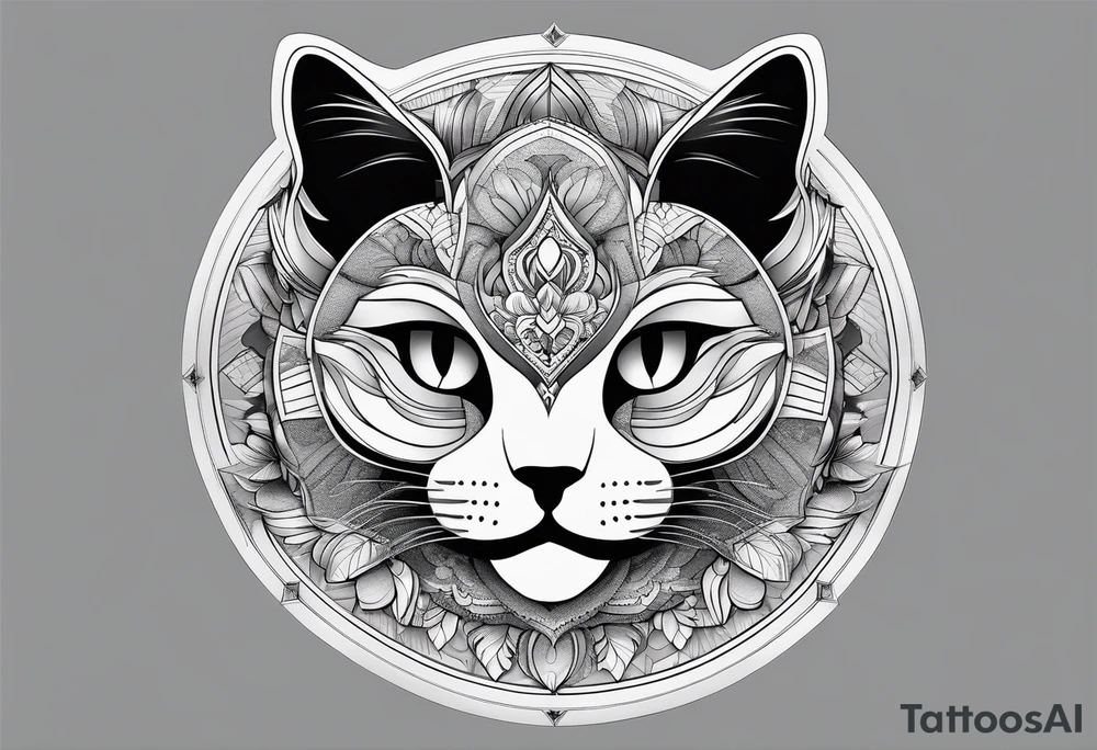 Cat mandala tattoo idea