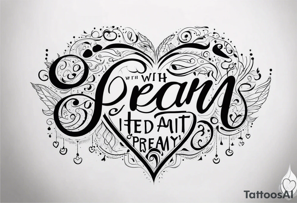 The quote “with a dream in my eye, and a prayer in my heart” tattoo idea
