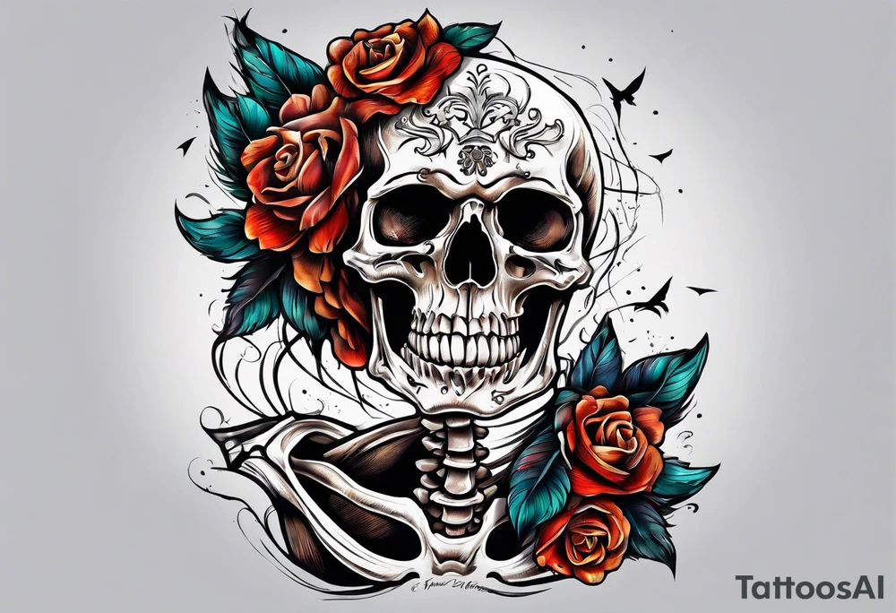 skeleton running from the world tattoo idea