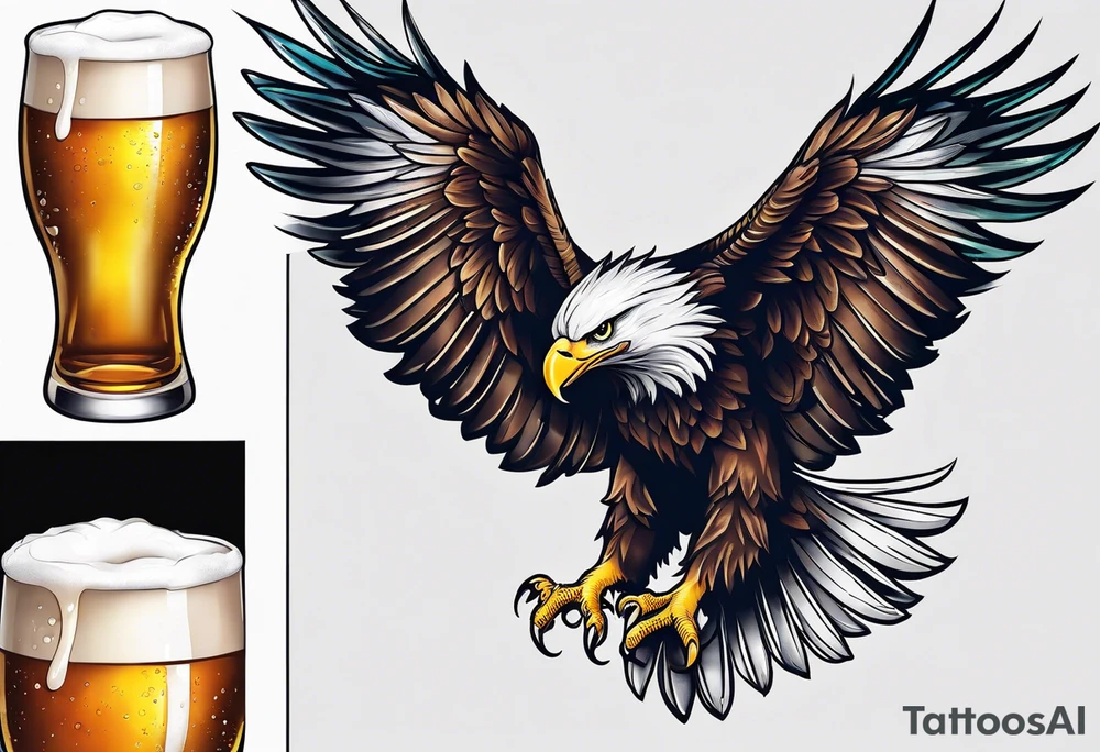 eagle drinking beer tattoo idea