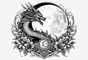 Moon fairy dragon tattoo idea