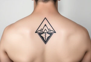 Geometric small triangle about different paths in life merge together and become stronger together while being psychedelic and trippy tattoo idea