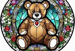 Stained glass Teddy bear tattoo idea