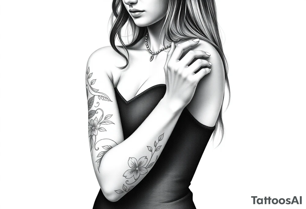 Woman praying with rosary tattoo tattoo idea