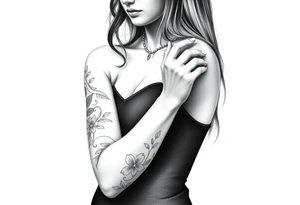 Woman praying with rosary tattoo tattoo idea
