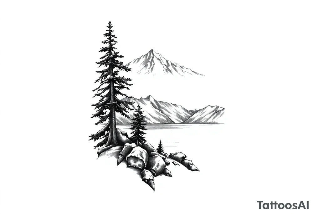 Lake Tahoe vertical image tattoo idea