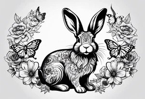 bunny with butterflies tattoo idea