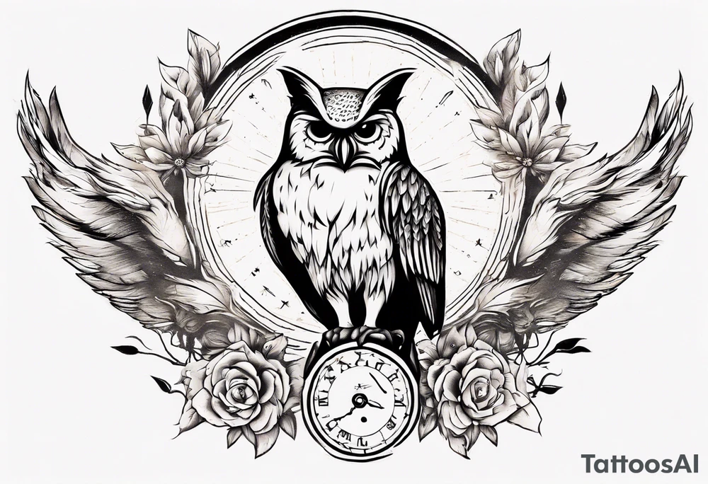 halb 
Fuchs halb Eule unter der Sonne mit dem Schriftzug Sapere Aude tattoo idea